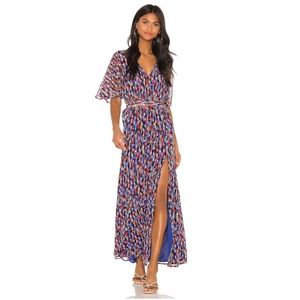 .NEW House of Harlow Junia Maxi Dress in Blue Multi *F